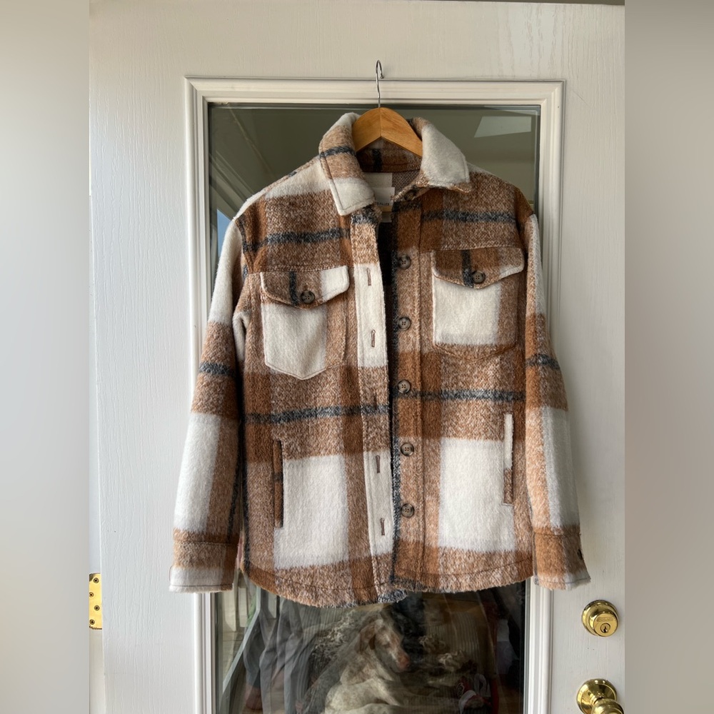 Avec Les Filles Brown and White Plaid Jacket